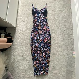 Side Zip Strappy Flower Dress